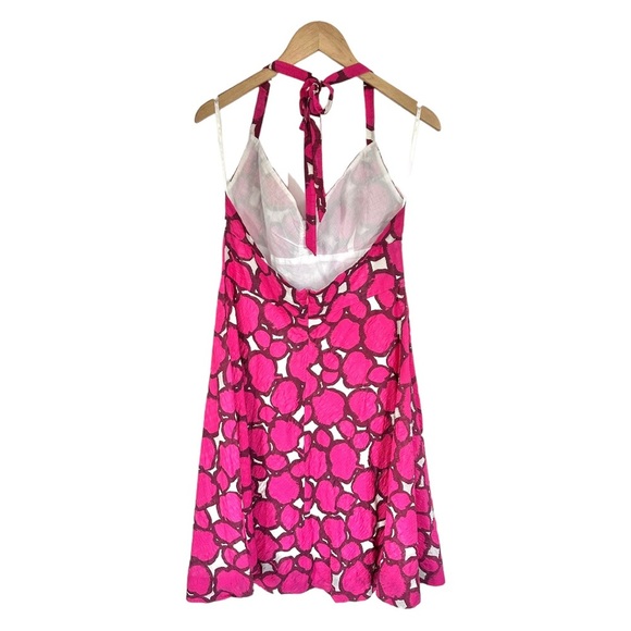 J. Crew Halter Pink Abstract Pattern Textured Cotton Dress Size 12 - Picture 7 of 12